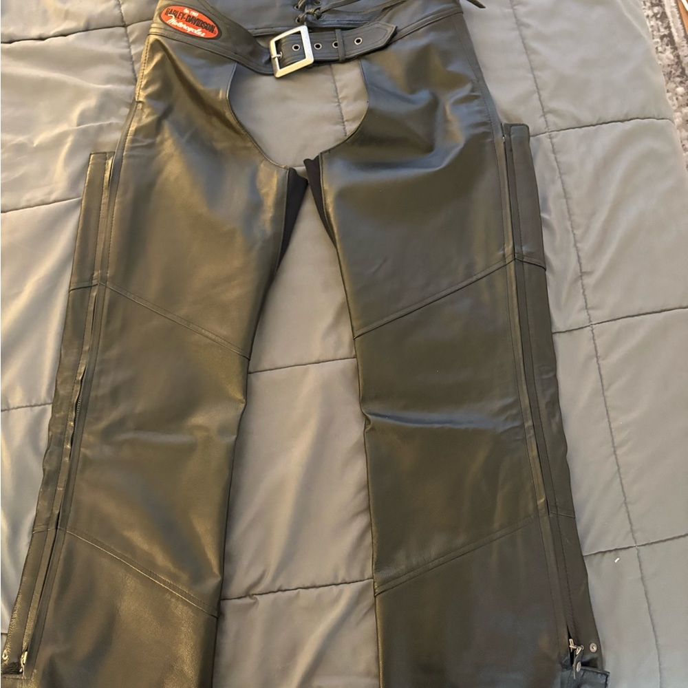Harley-Davidson Black Leather Motorcycle Chaps